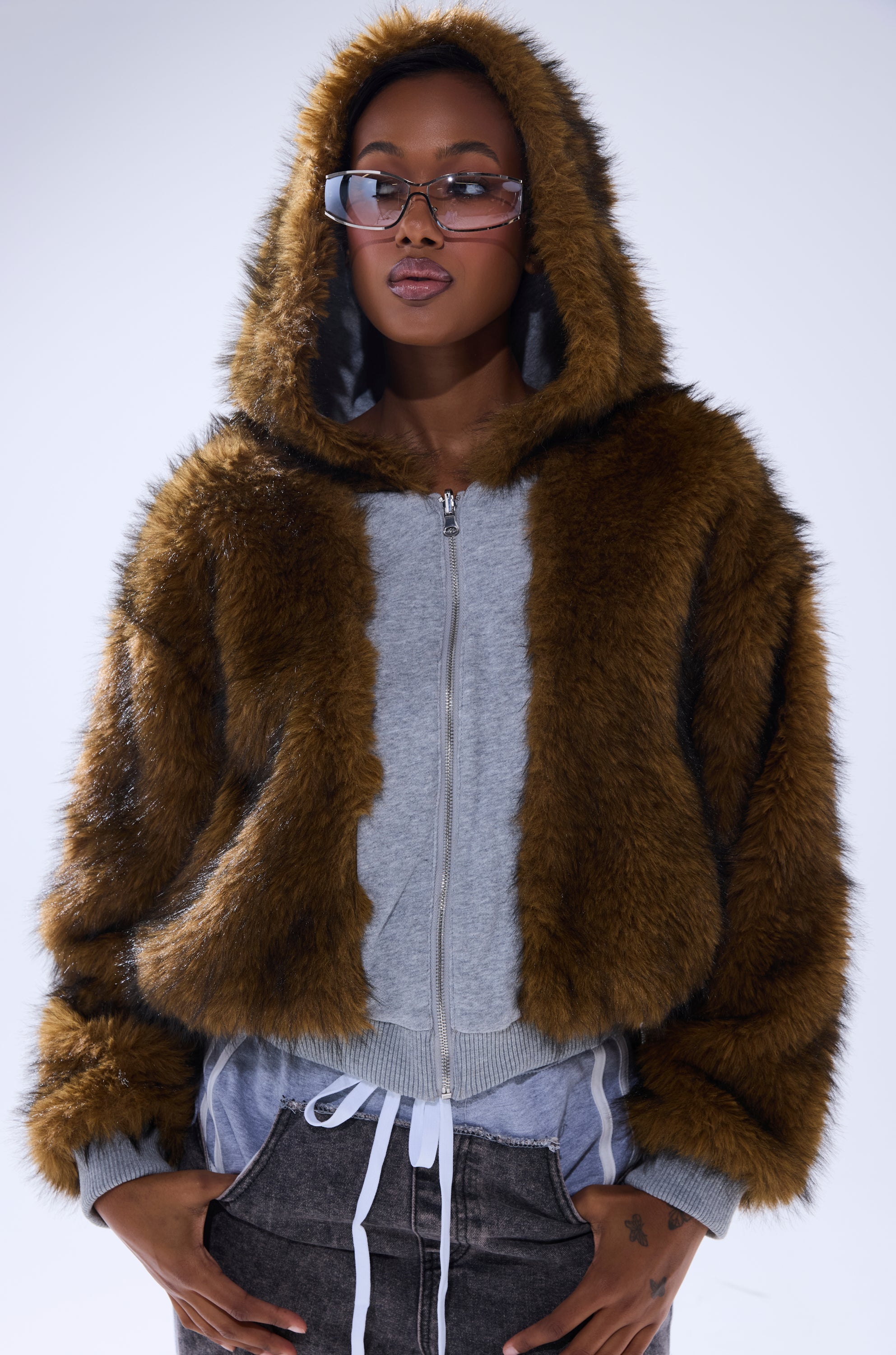 BEST OF BOTH WORLDS REVERSIBLE FUR SWEATSHIRT