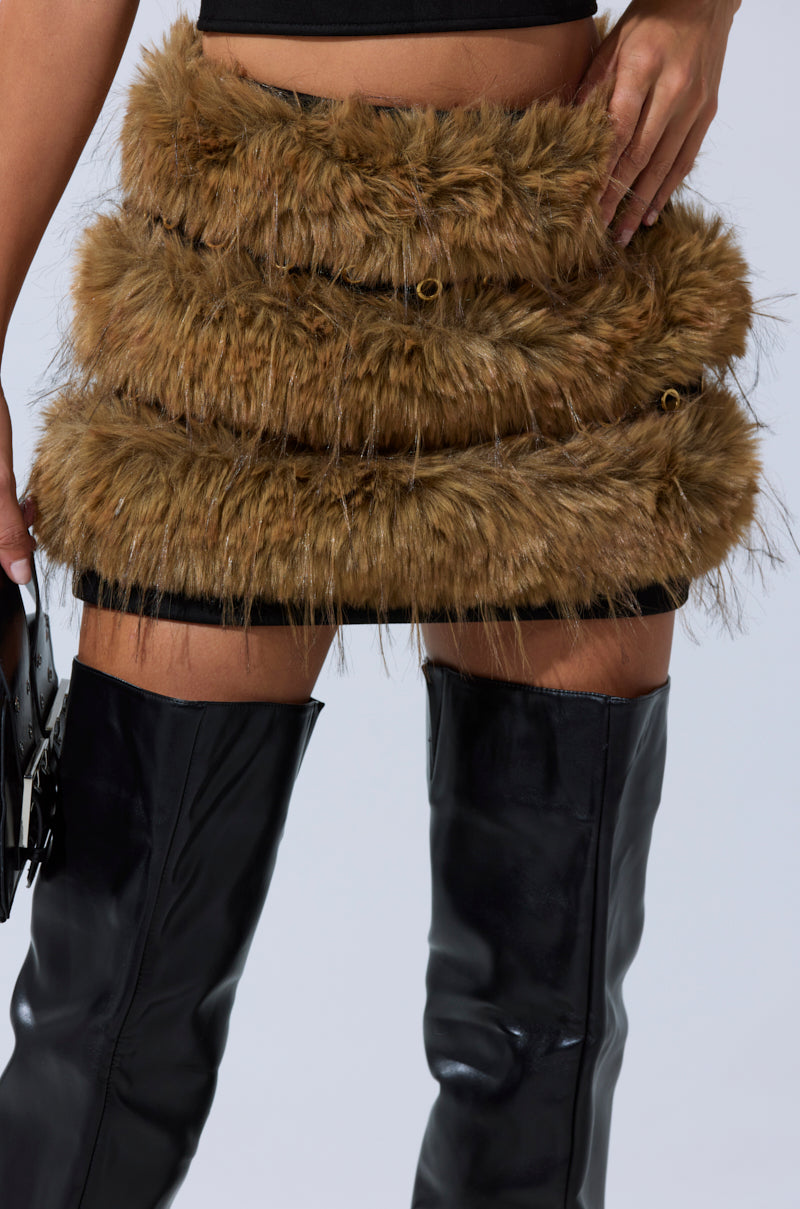 WILD AND FREE FUR MINI SKIRT