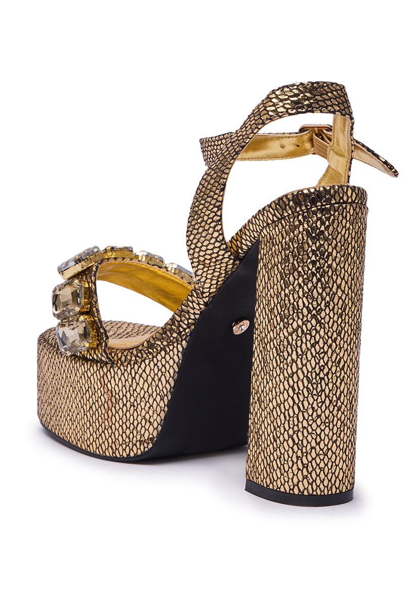 AZALEA WANG KAMILLA GOLD RHINESTONE SANDAL