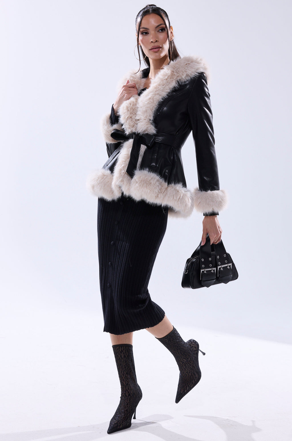 HOODED KENZY FUR TRIM MOTO