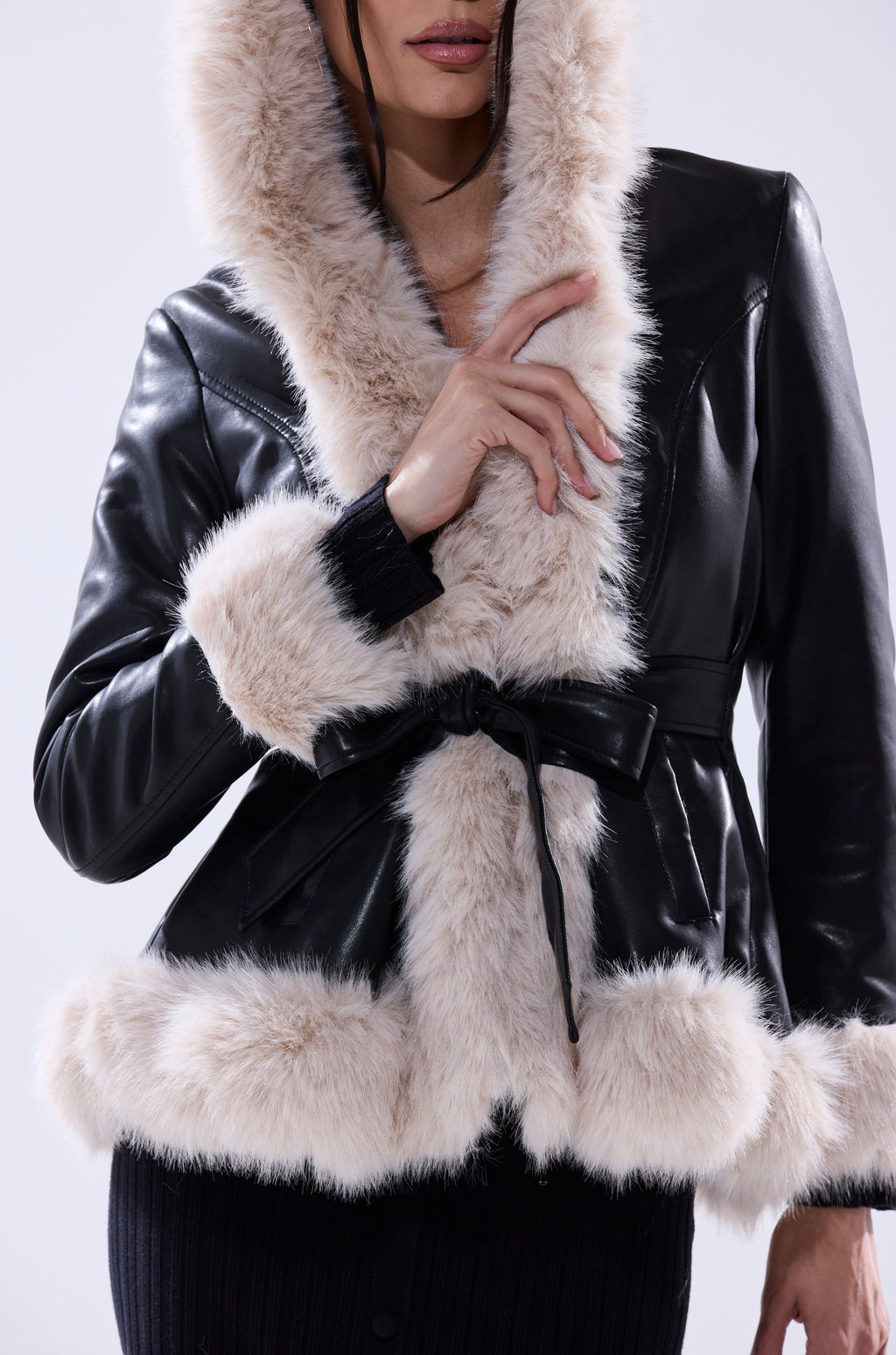 HOODED KENZY FUR TRIM MOTO