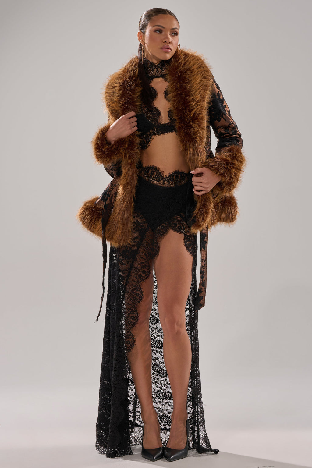 KENZY FUR TRIM MOTO IN JACQUARD