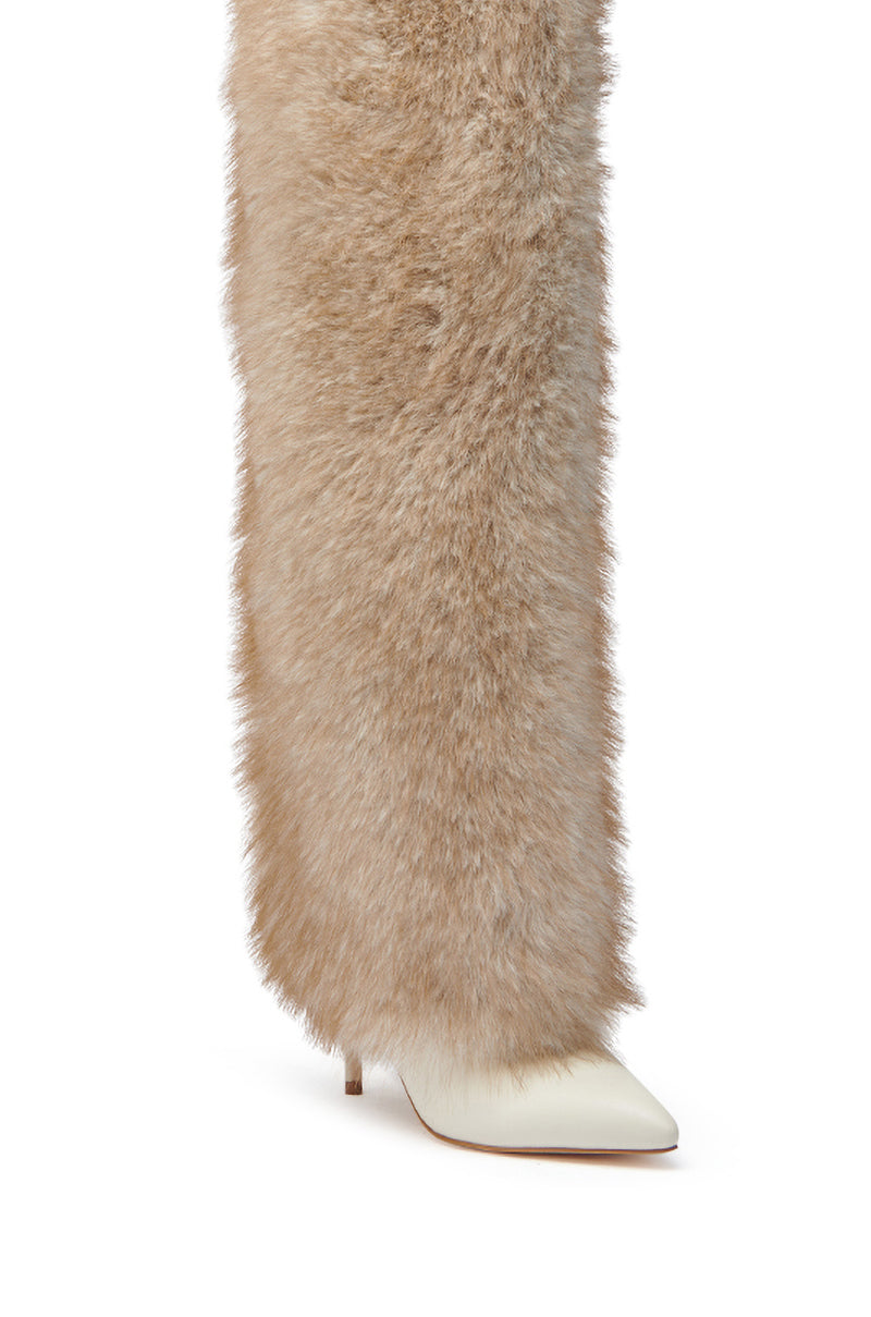 AZALEA WANG LAGANN BONE THIGH HIGH FUR LUXE BOOT