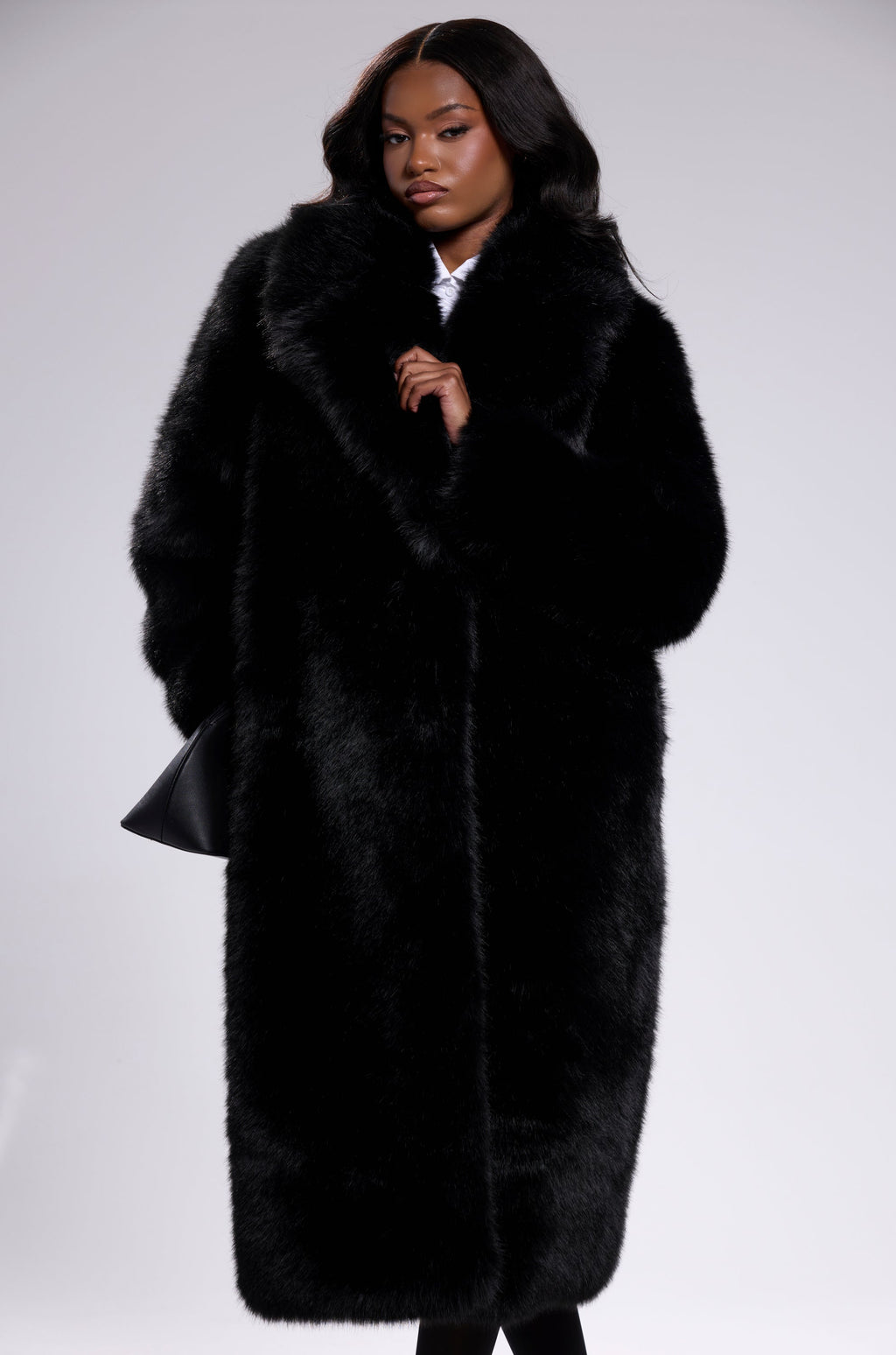 OSLO FAUX FUR COAT IN BLACK