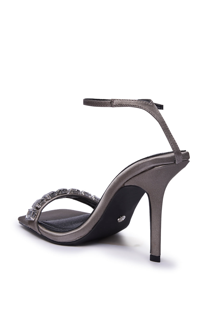 AZALEA WANG PERIIS GREY RHINESTONE SANDAL