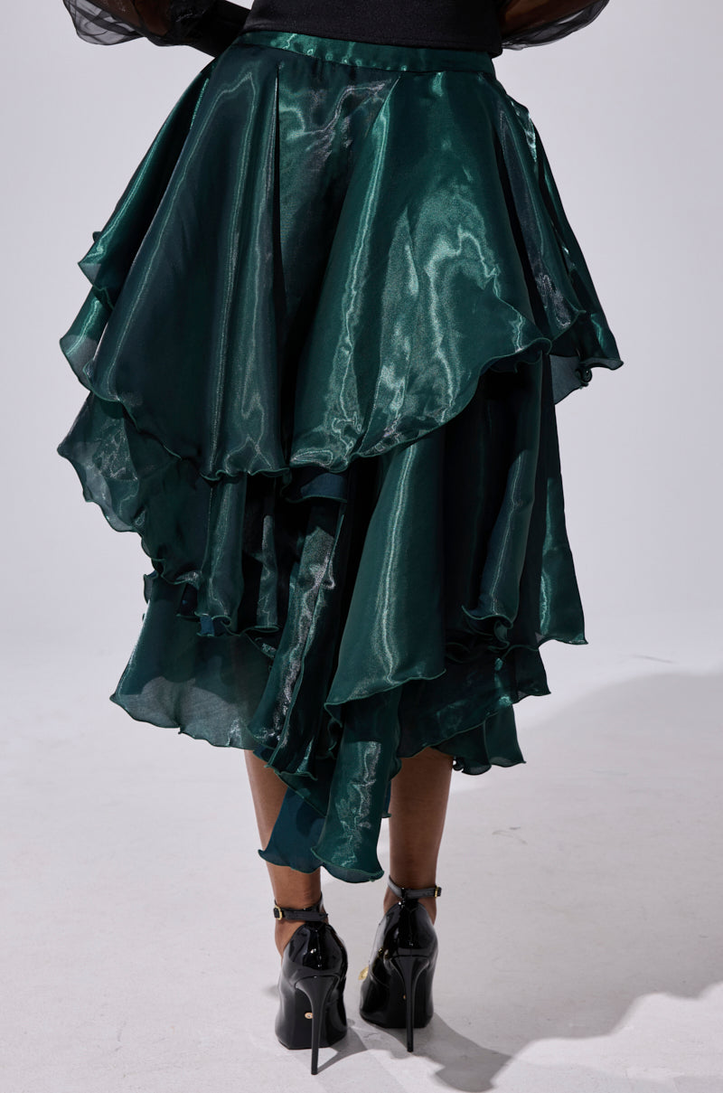 LUXE LIFE SATIN MIDI SKIRT