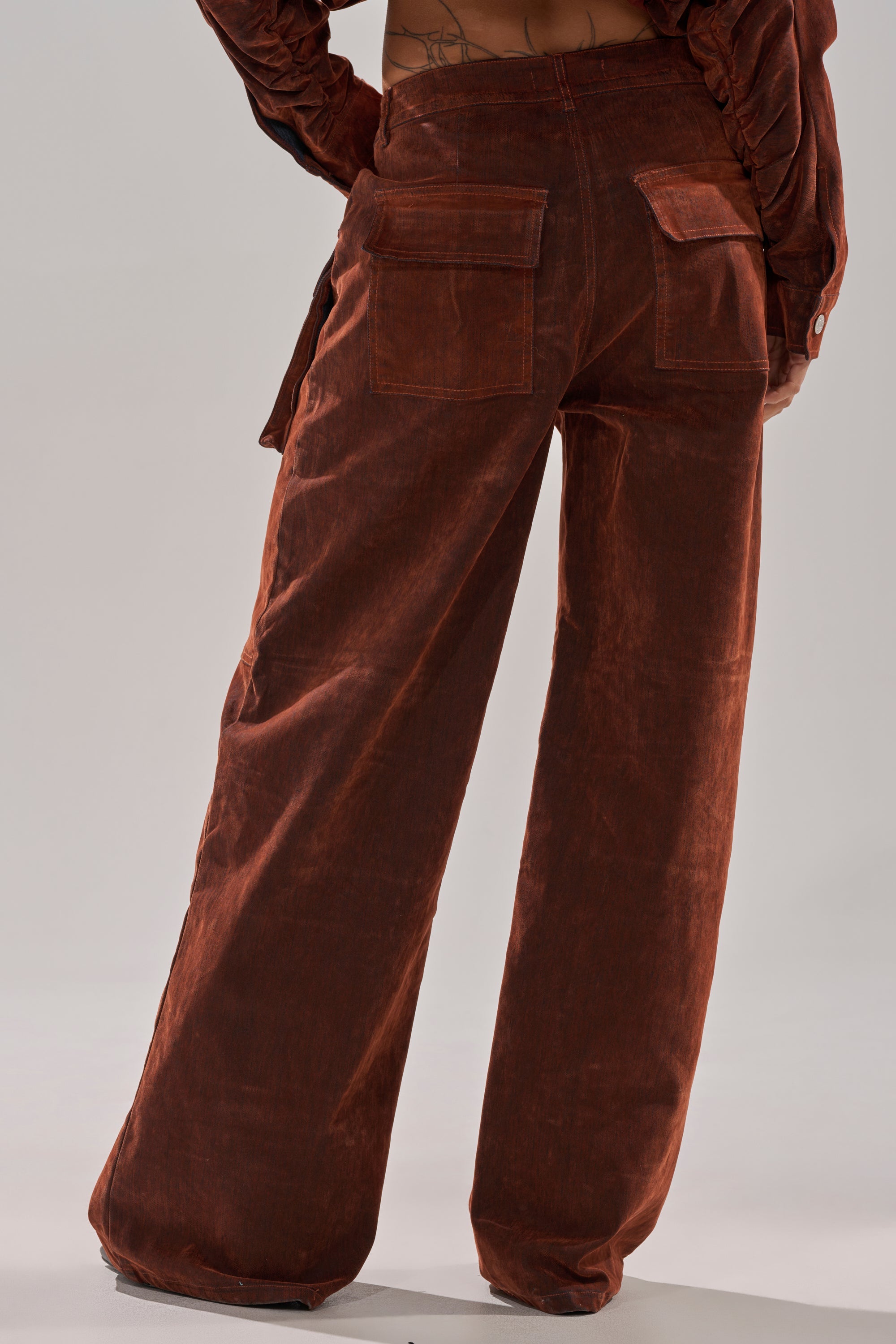 THINK ABOUT YOU ALL THE TIME VELVET DENIM CARGO TROUSER