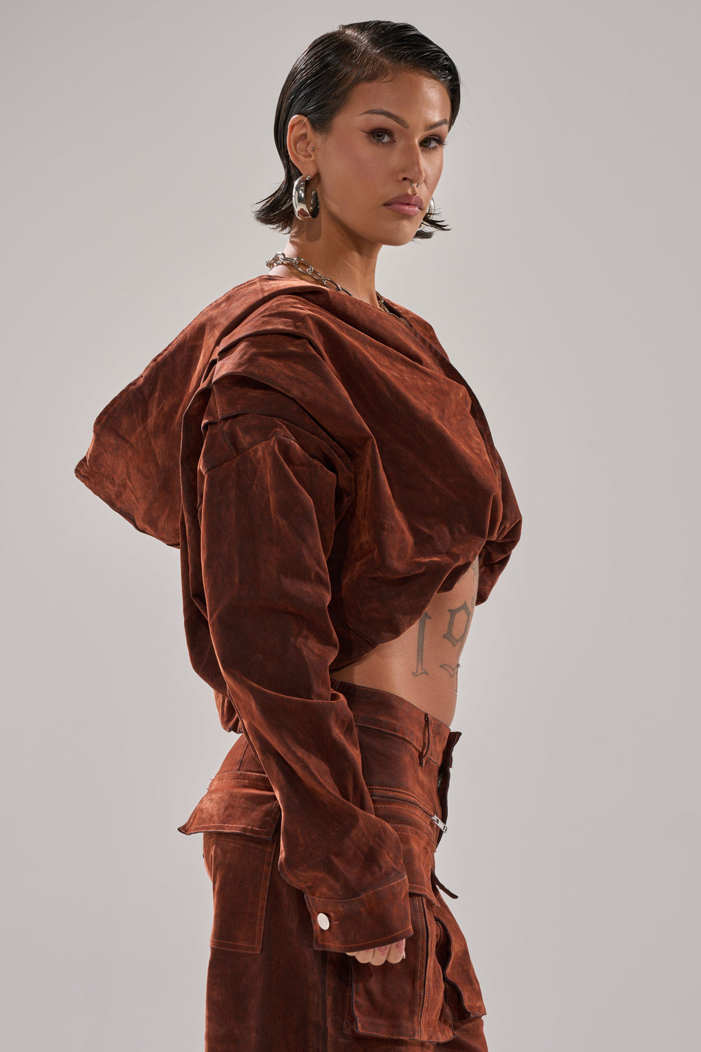 THINK ABOUT YOU ALL THE TIME VELVET DENIM LONG SLEEVE TOP