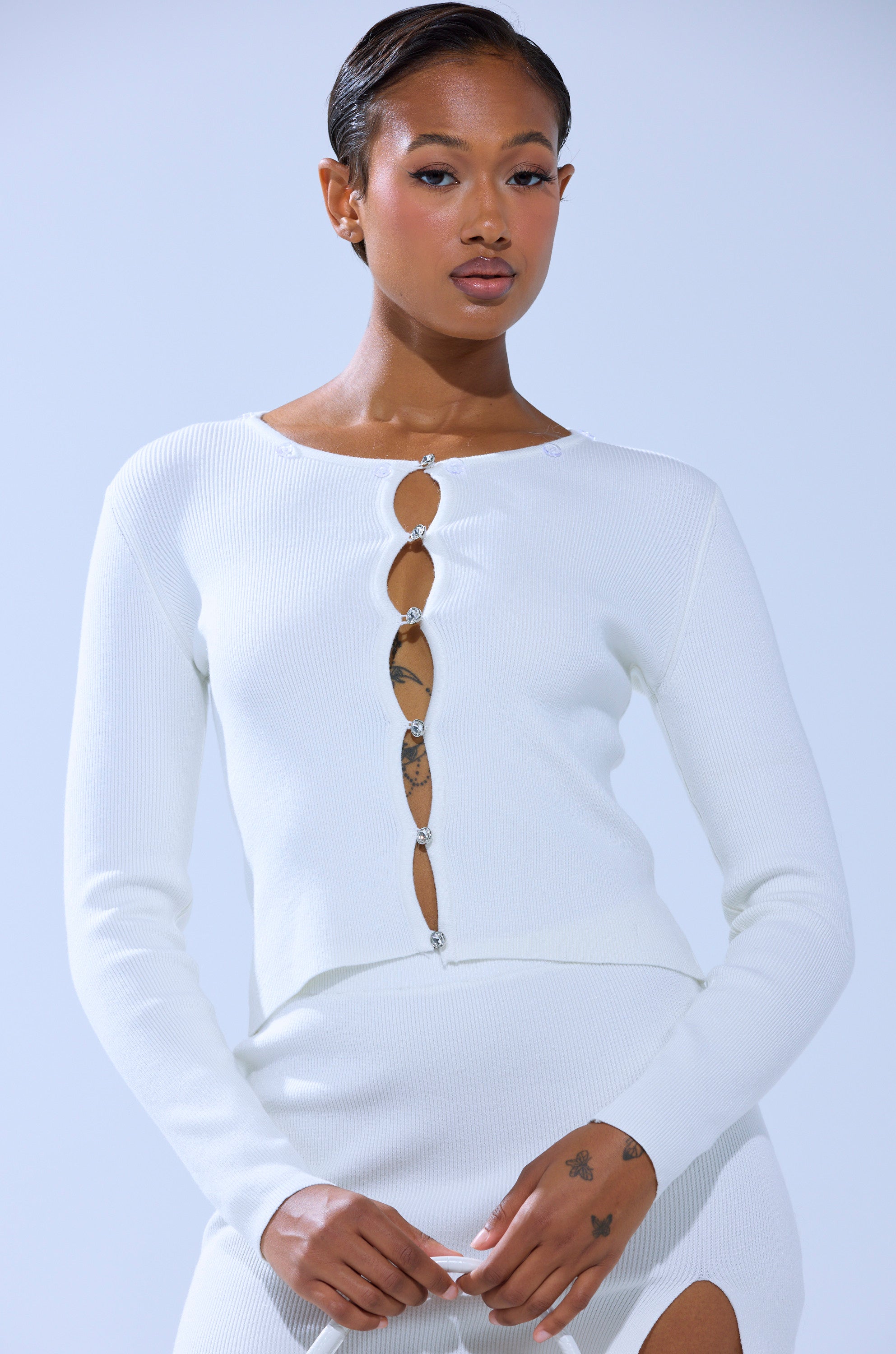 READY FOR THE SNOW CARDIGAN WITH FUR TRIM