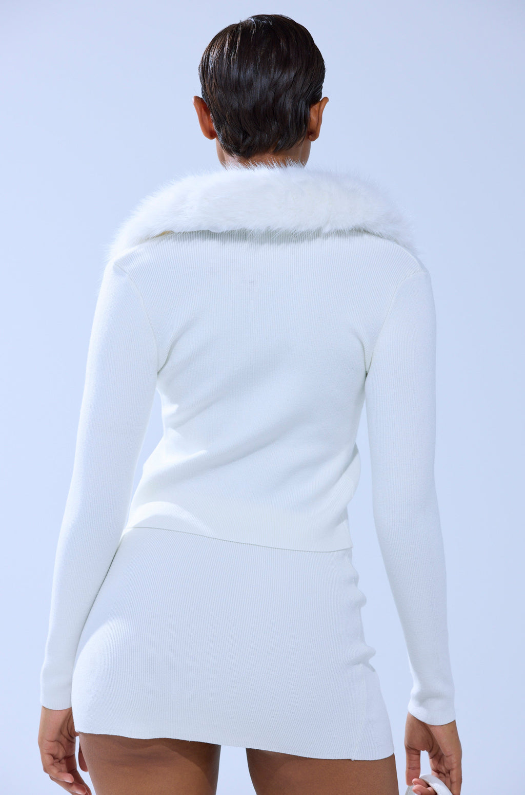 READY FOR THE SNOW CARDIGAN WITH FUR TRIM