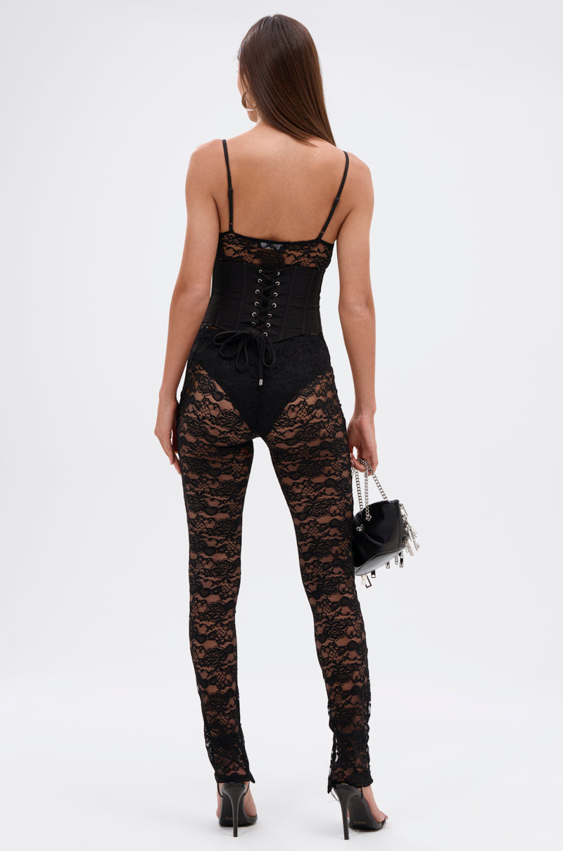ACTING BRAND NEW LACE JUMPSUIT WITH CORSET BELT