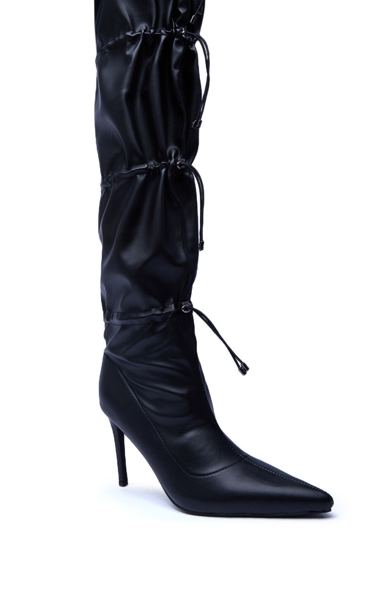 AZALEA WANG ULVI BLACK CINCHED STILETTO BOOT