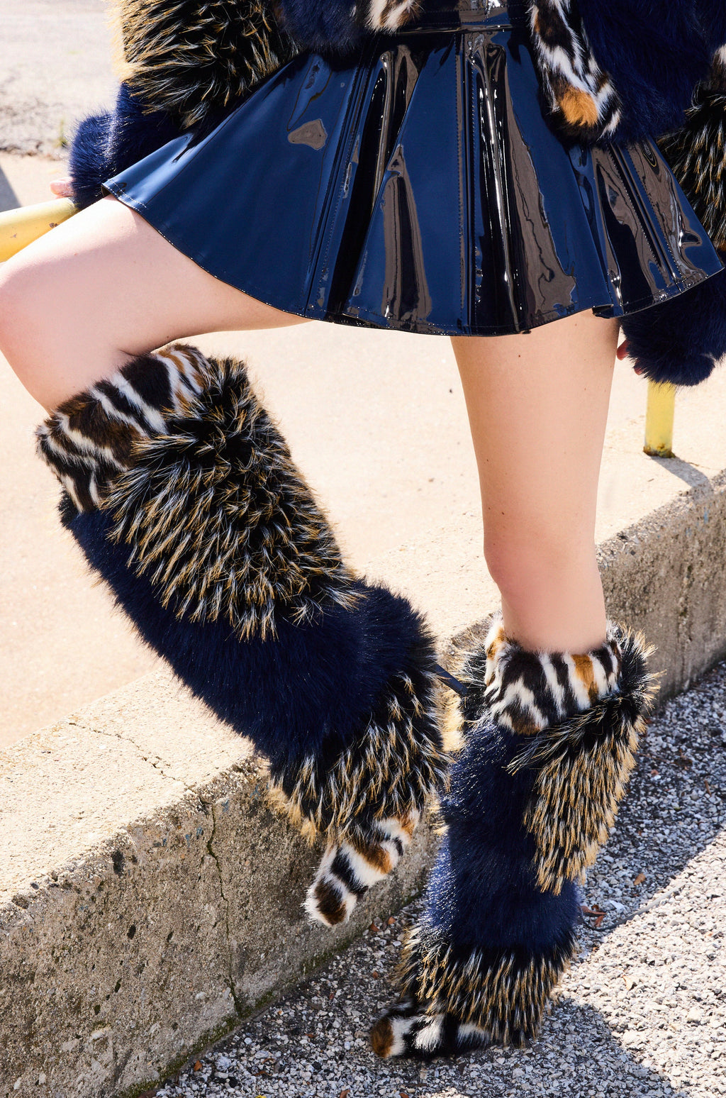 AZALEA WANG UPENDO NAVY MULTI FUR BOOT