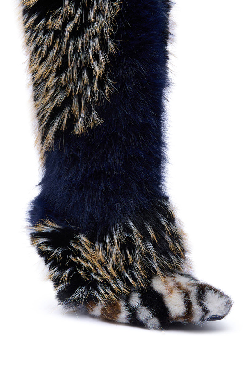 AZALEA WANG UPENDO NAVY MULTI FUR BOOT