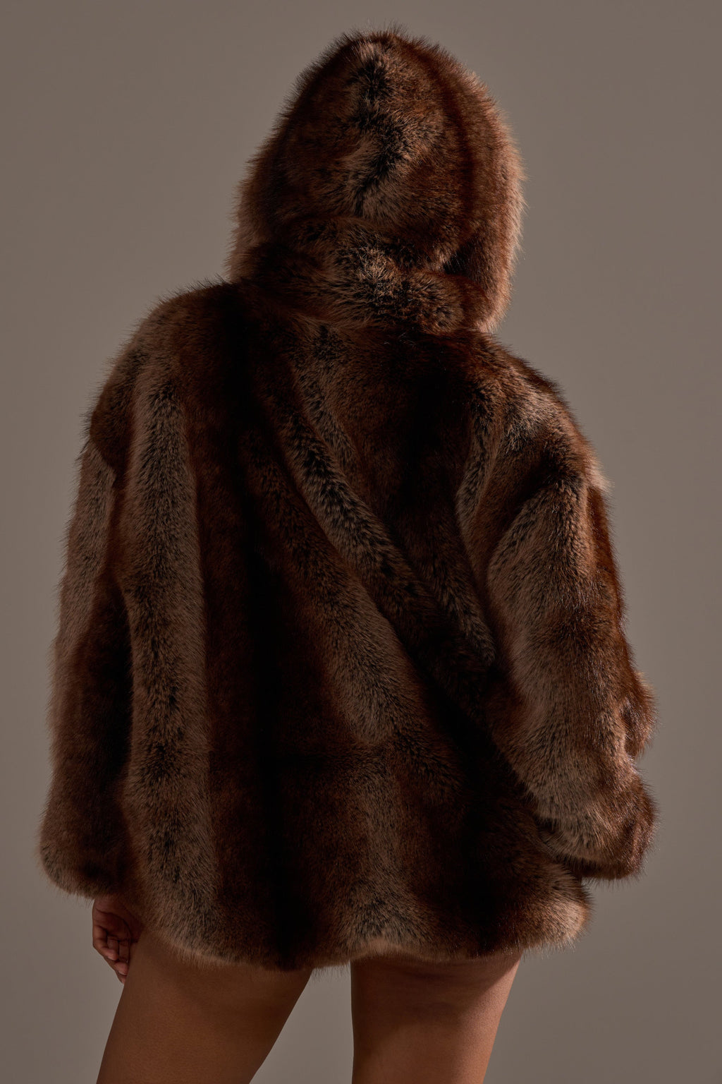 NATURAL INSTINCTS HOODED FUR BOMBER