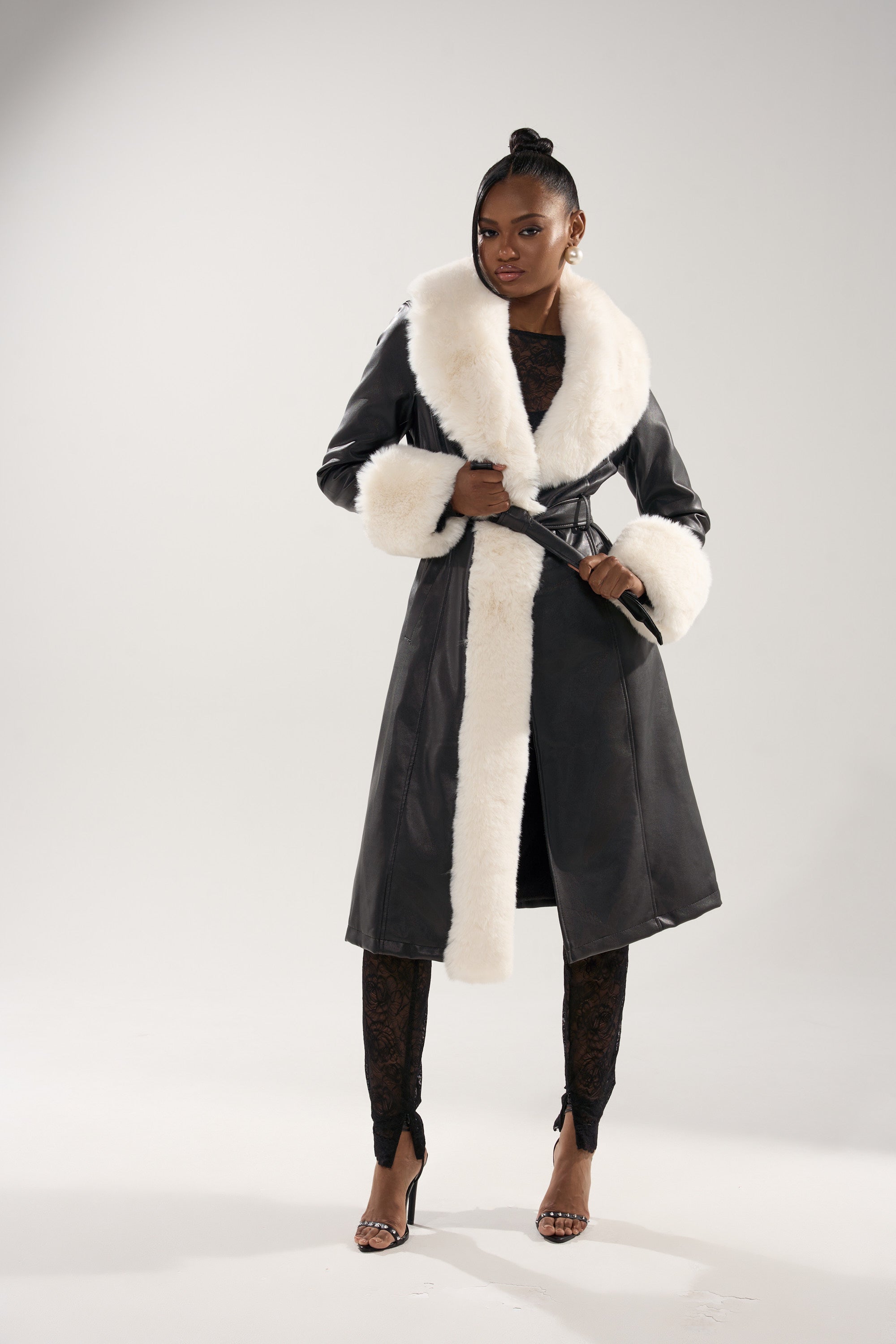 SNOW BUNNY FUR TRIM TRENCH