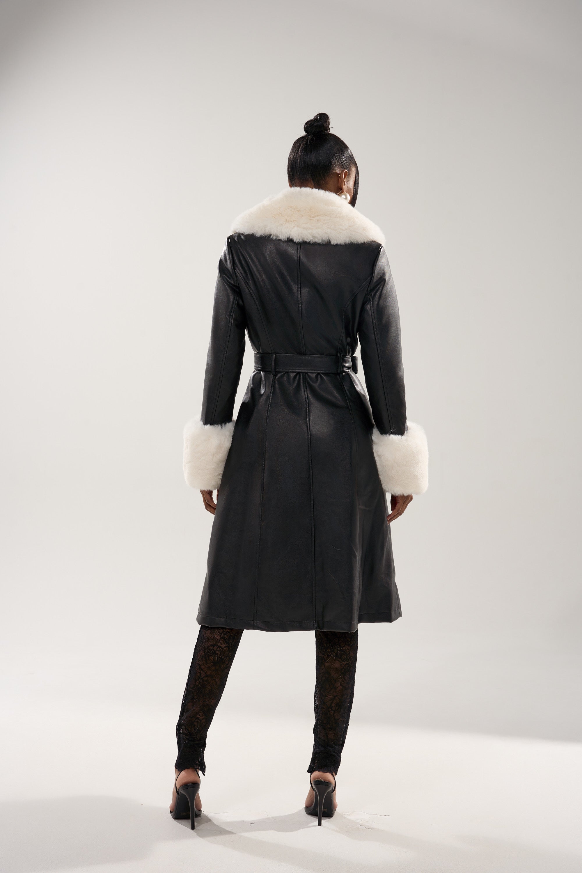SNOW BUNNY FUR TRIM TRENCH